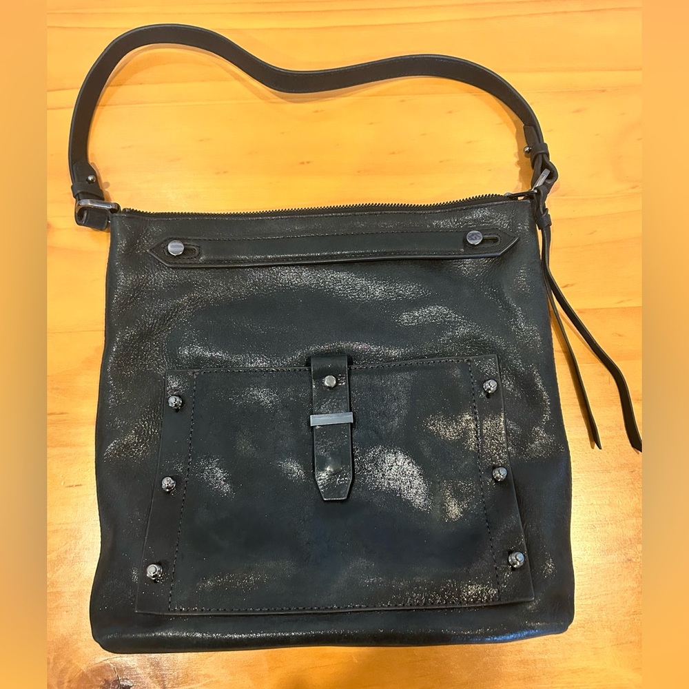 Botkier Black Leather Handbag Multiple Straps Soft Studded
